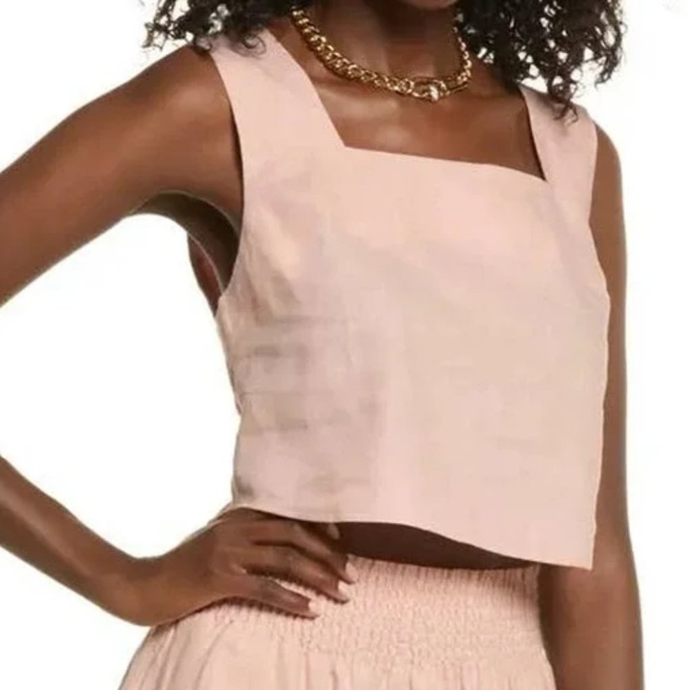 Open Edit Nordstrom Cropped Square Neck Linen Tank 1X